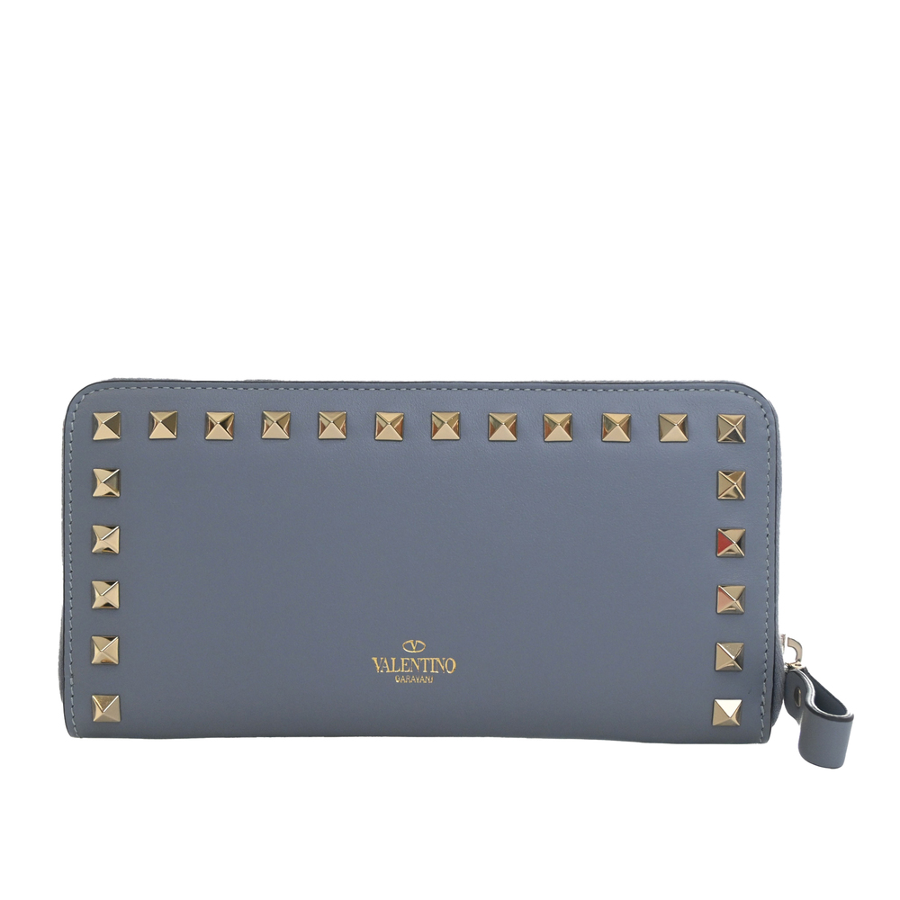 Pre-Loved Valentino Leather Rockstud Zip Around Long Wallet
